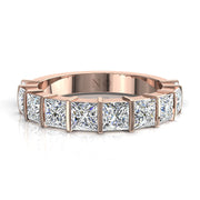 Demi-alliance 10 diamants naturels princesses 2.00 carat or rose Lucia